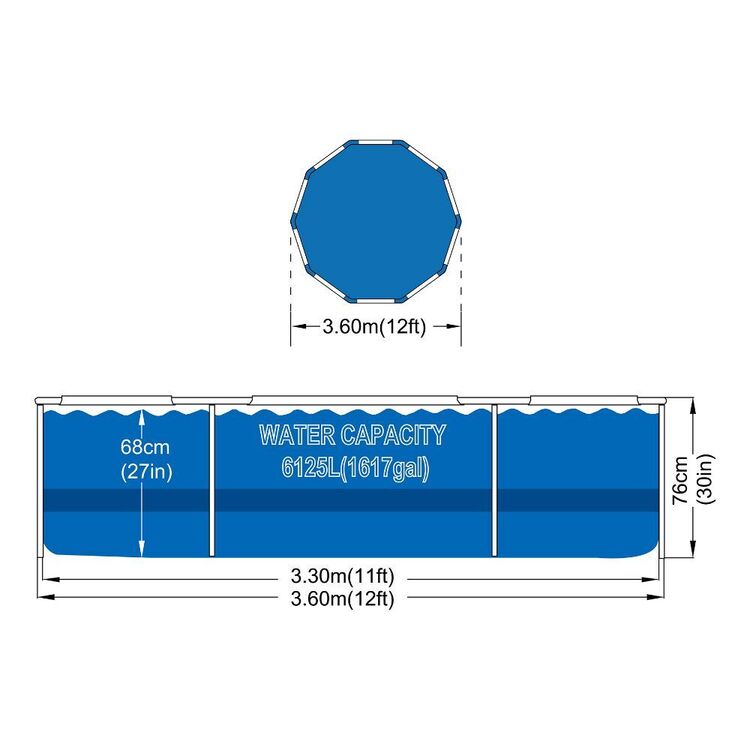 Avenli Round Swimming Pool 12ft Blue 12 ft