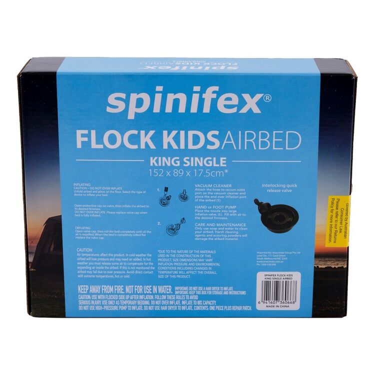 Spinifex Kids King Single Flocked Airbed Blue King Single