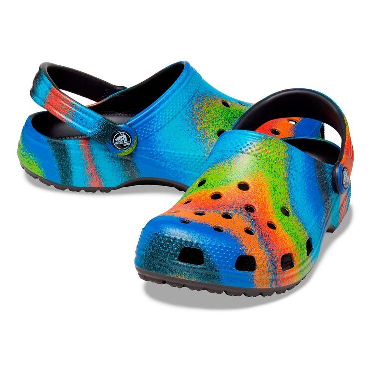 Crocs Unisex Classic Spray Dye Clog Black & Multicoloured