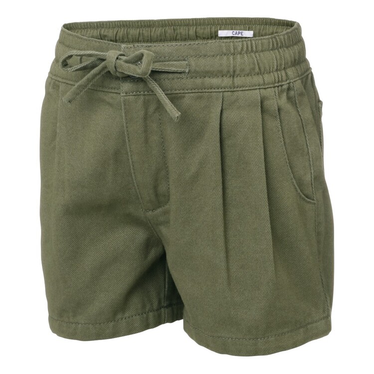 Cape Kids Girl's Paperbag Denim Shorts Olive