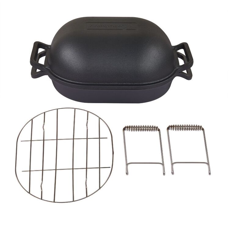 Campfire Cast Iron Oval Camp Oven 2 Piece Set Black