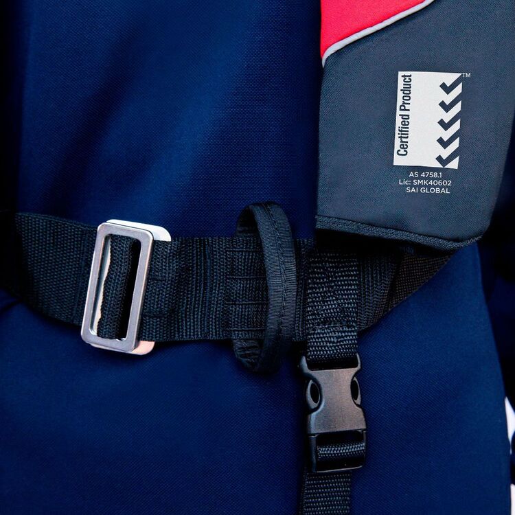 Burke Marine Adult Navigator 150N Manual Inflatable PFD Lifejacket with Harness Red & Blue