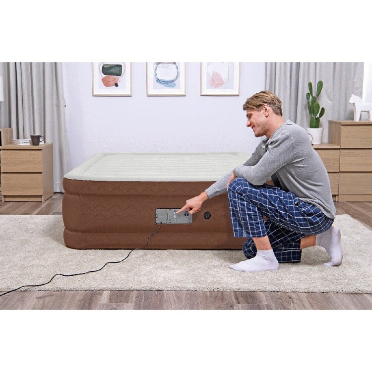 Bestway Alwayzair Fortech Double High Queen Airbed with Pump Cream Brown