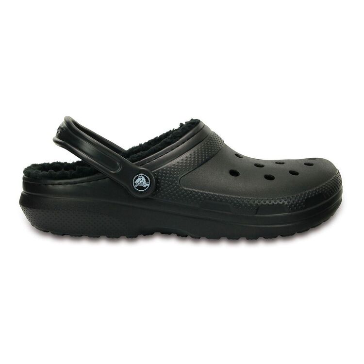 Crocs Adults' Unisex Classic Fuzzy Lined Clogs Black & Black