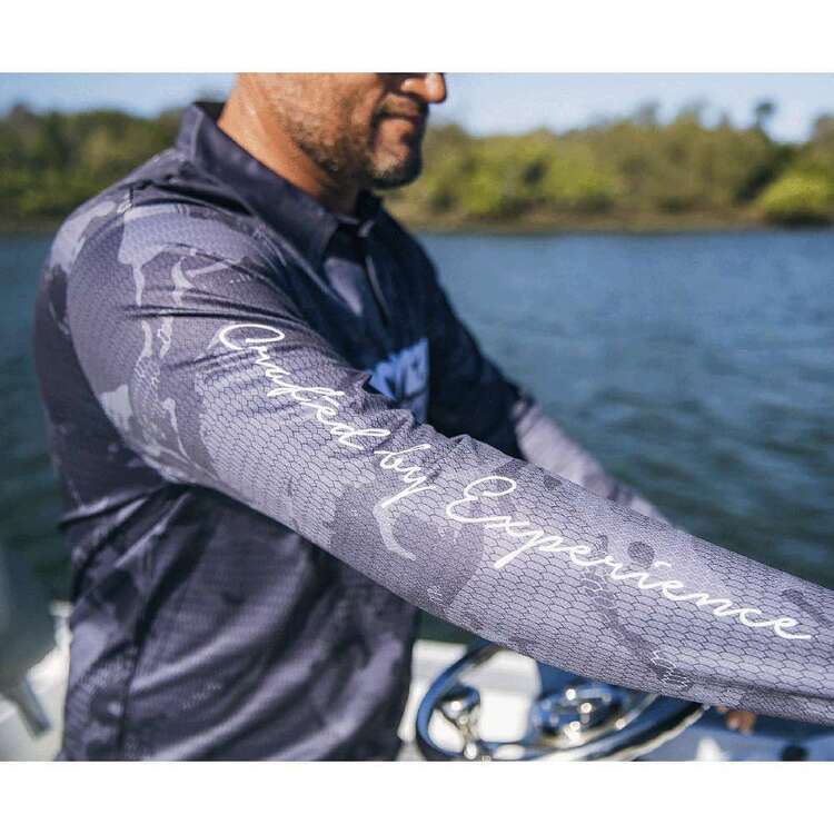 Nomad Design Charcoal Camo Collared Fishing Shirt Grey