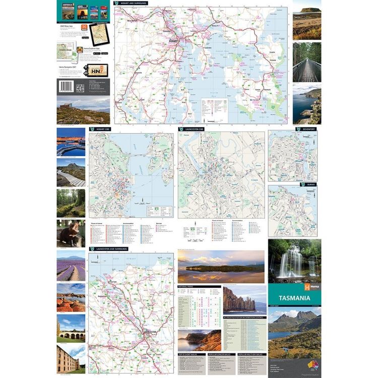 Hema Tasmania State Map Multicoloured