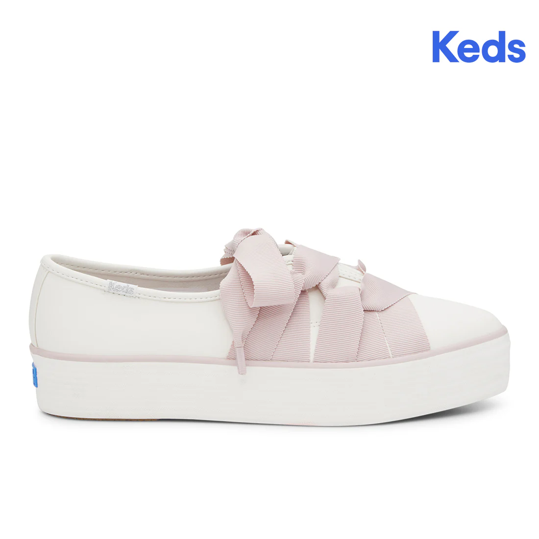 Keds Womens' Point Slip Leather Ballet White/Pink (WH68180)