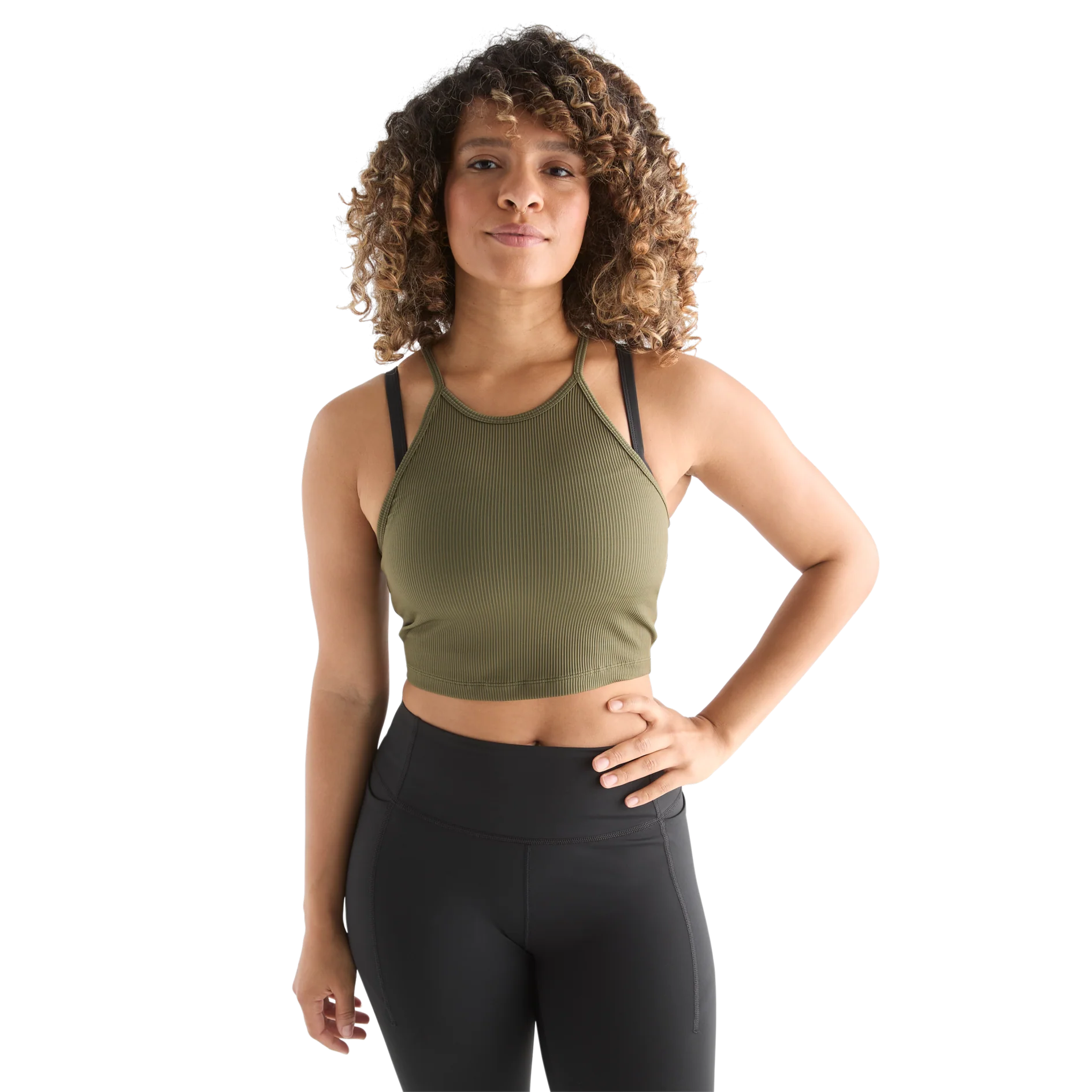 Women's Ribbed Halter Crop Tank