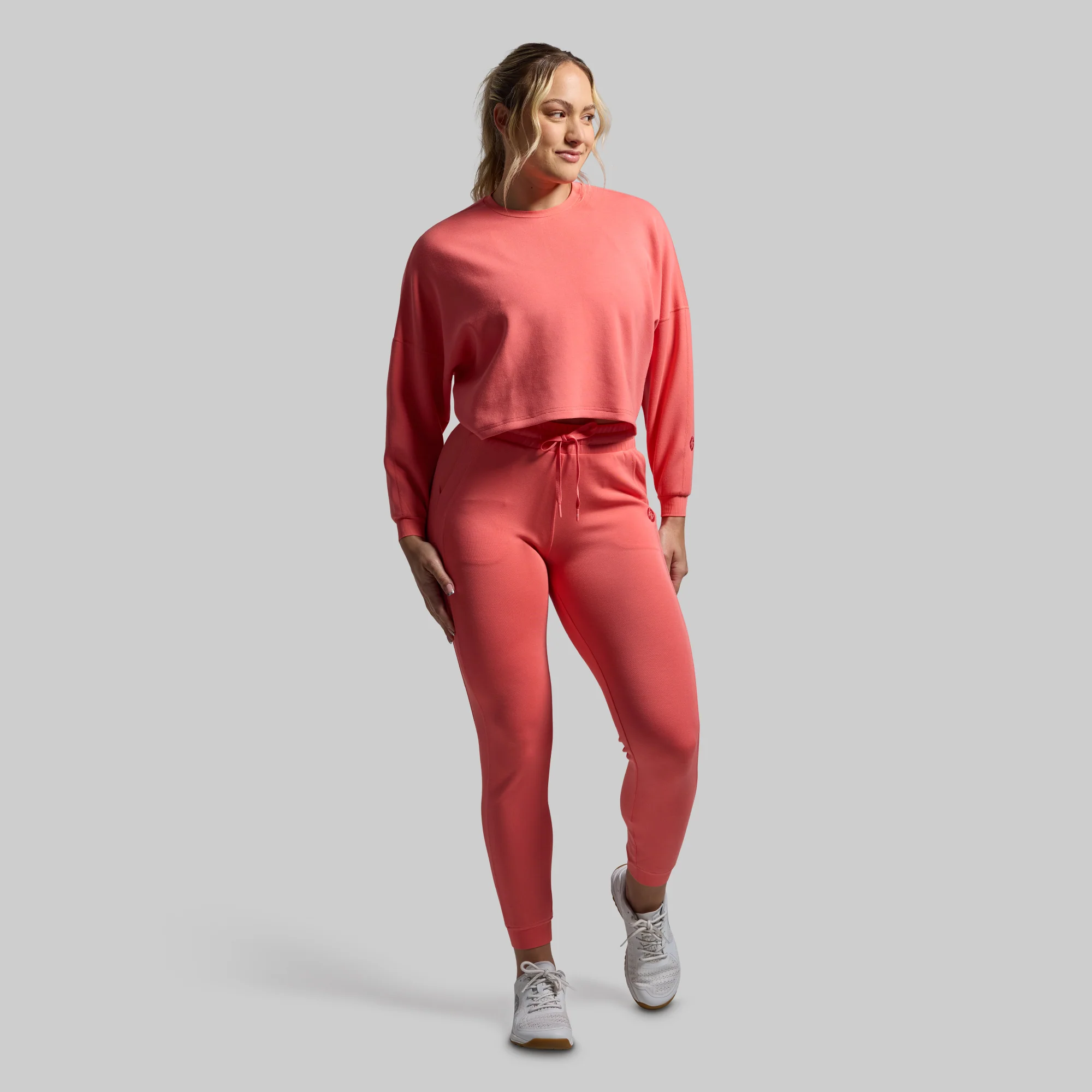 Lounge Lux Cropped Pullover Set (Hot Peach)