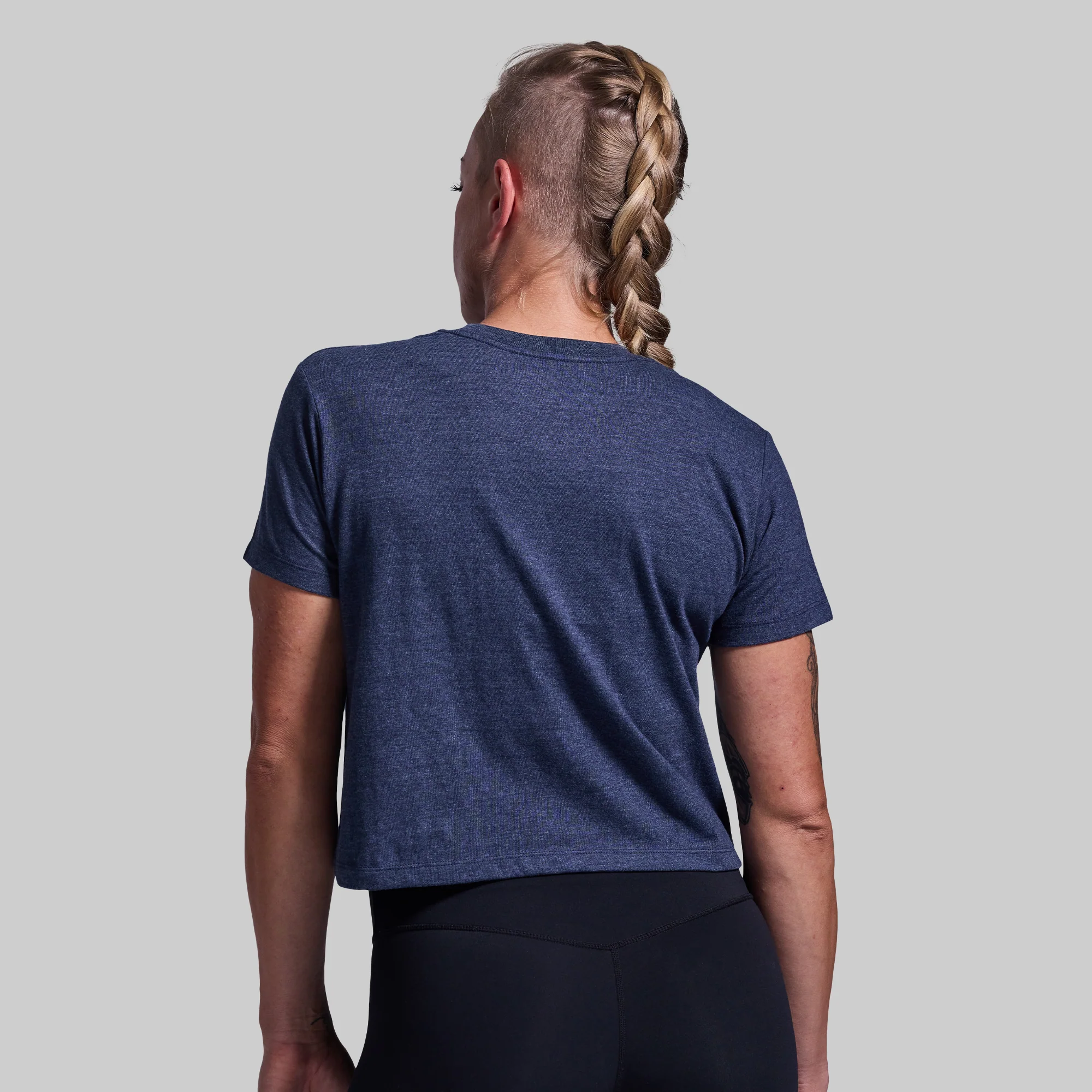 Home of the Brave Crop Tee (Heather Navy)