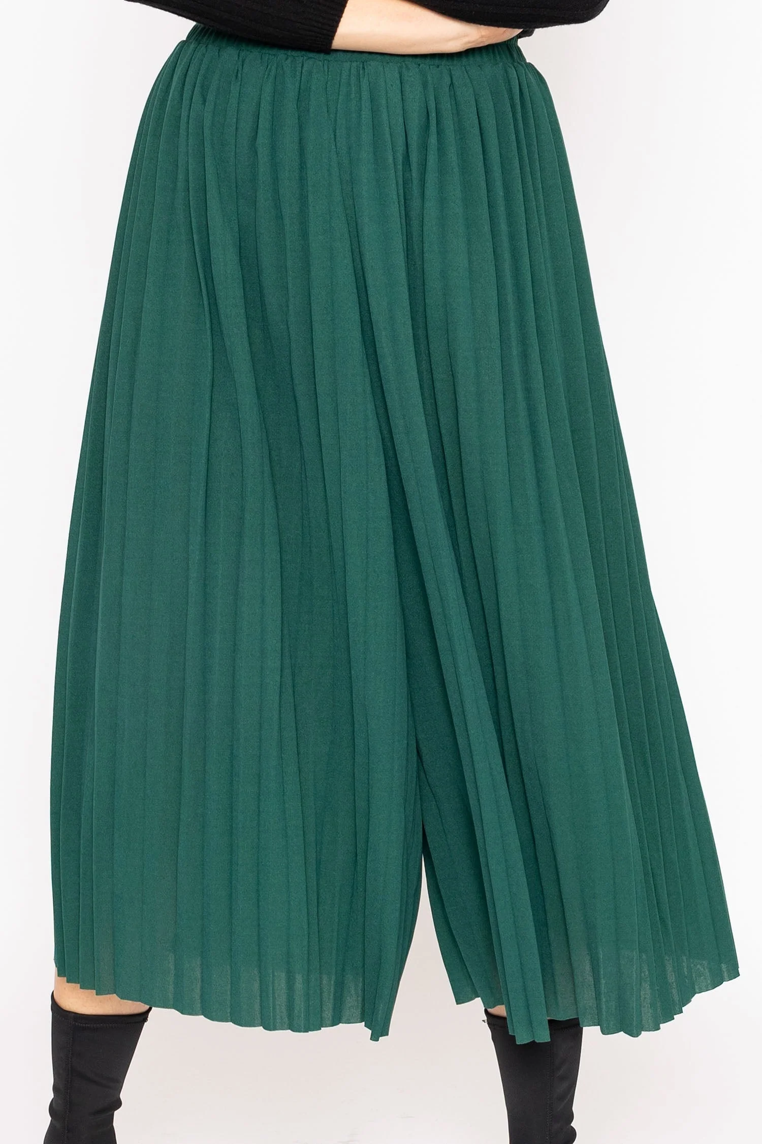 Pleated Wide Leg Pant in Green