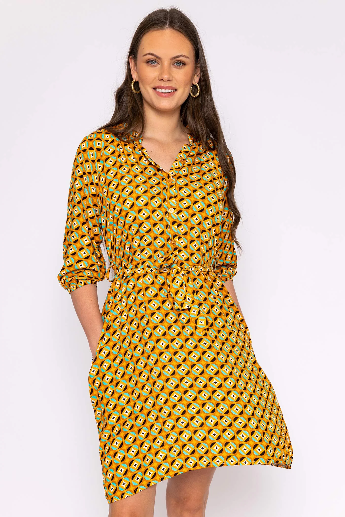 Viscose Dress in Orange Print