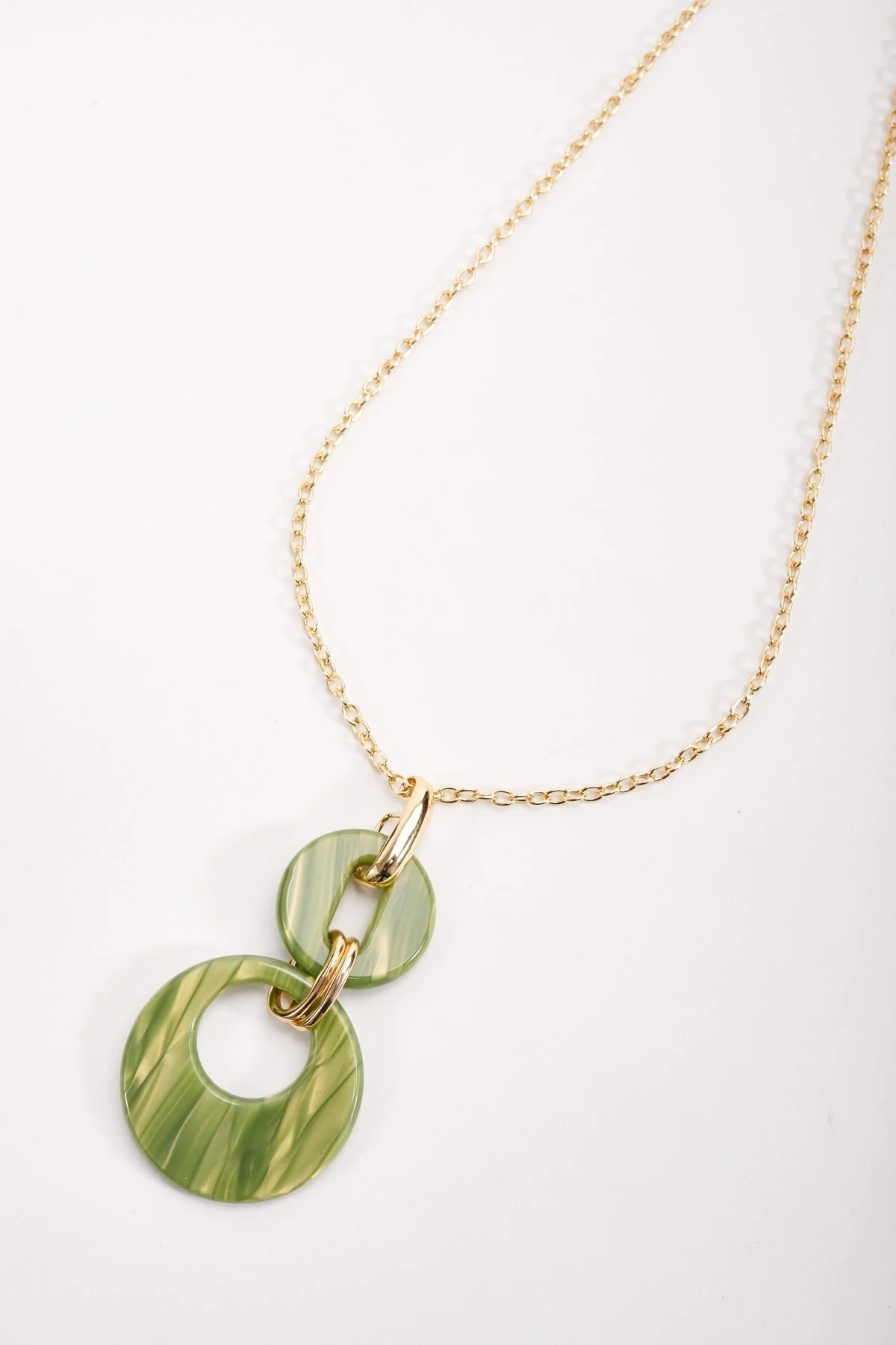 Green Tortoise Drop Link Necklace