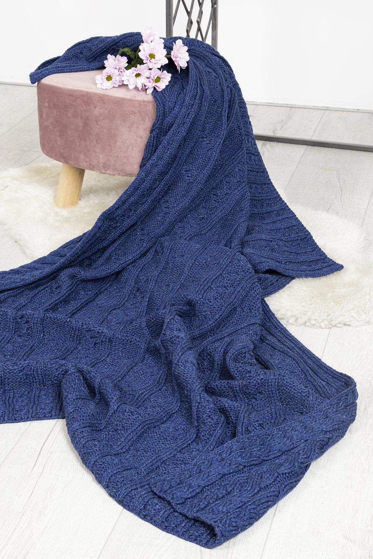Super Soft Merino Throw in Blue