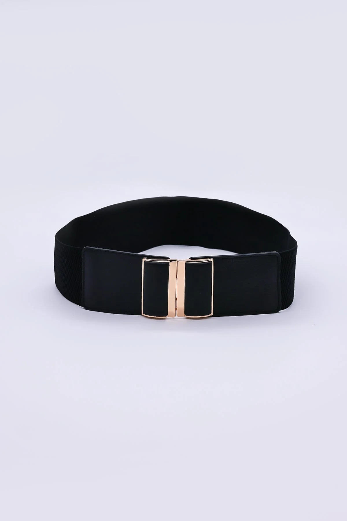 Gold Clasp Elastic Belt in Black