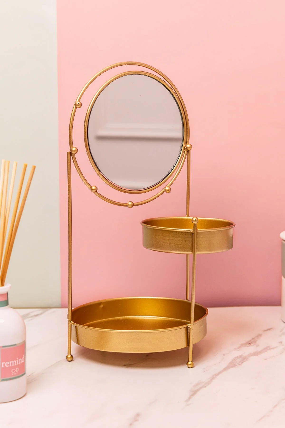 Metal Mirrored Jewellery Holder