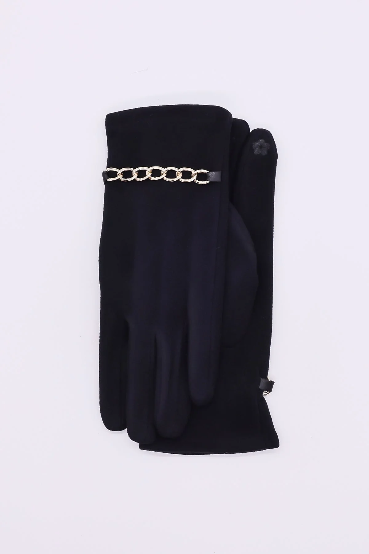 Chain Detail Glove in Black