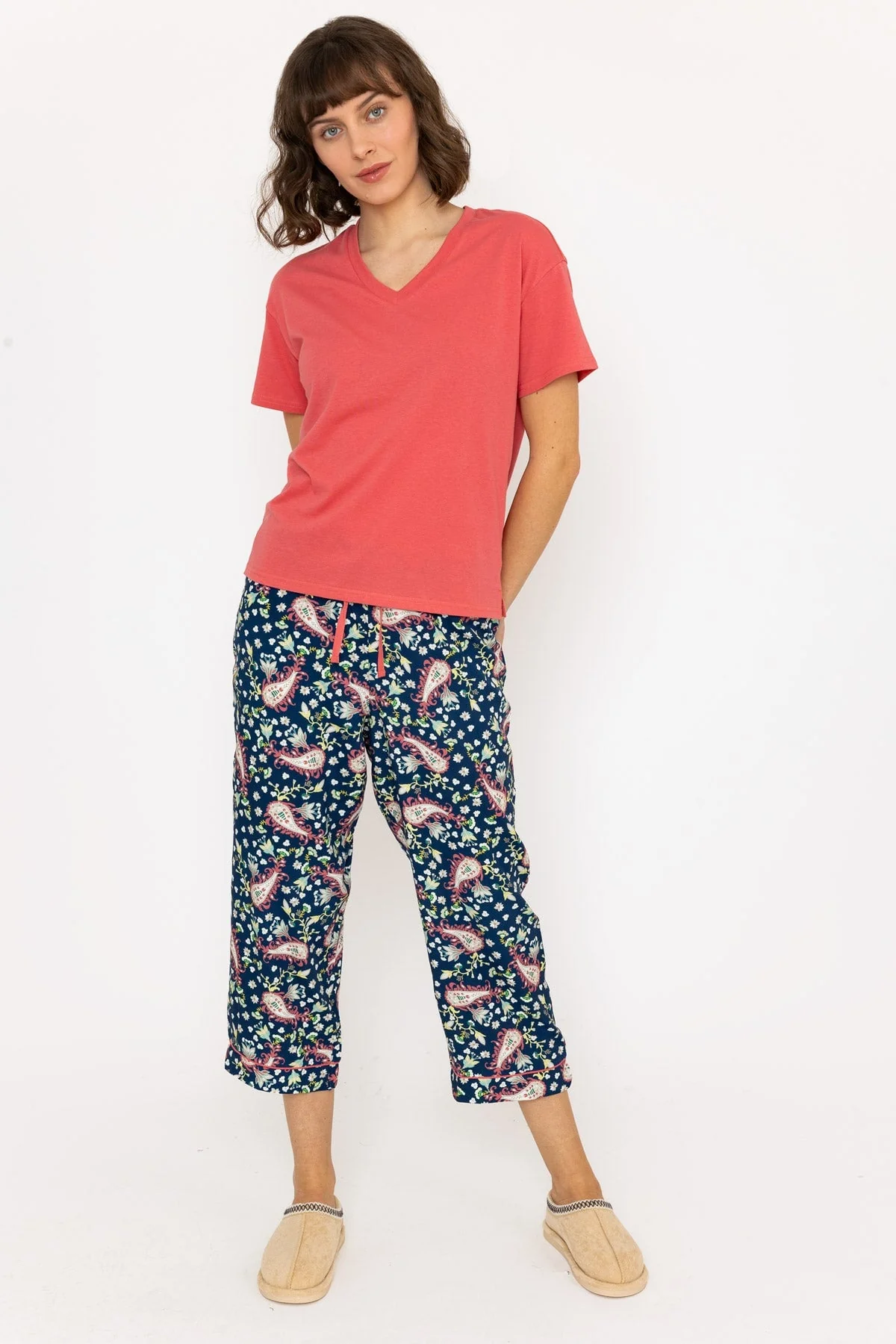 Pyjama Top and 3/4 Bottoms in Pink