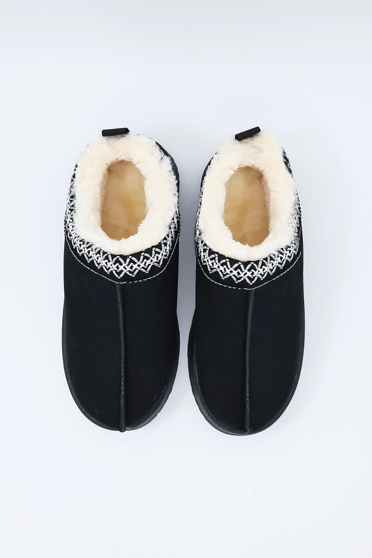 Faux Fur Cosy Slippers in Black