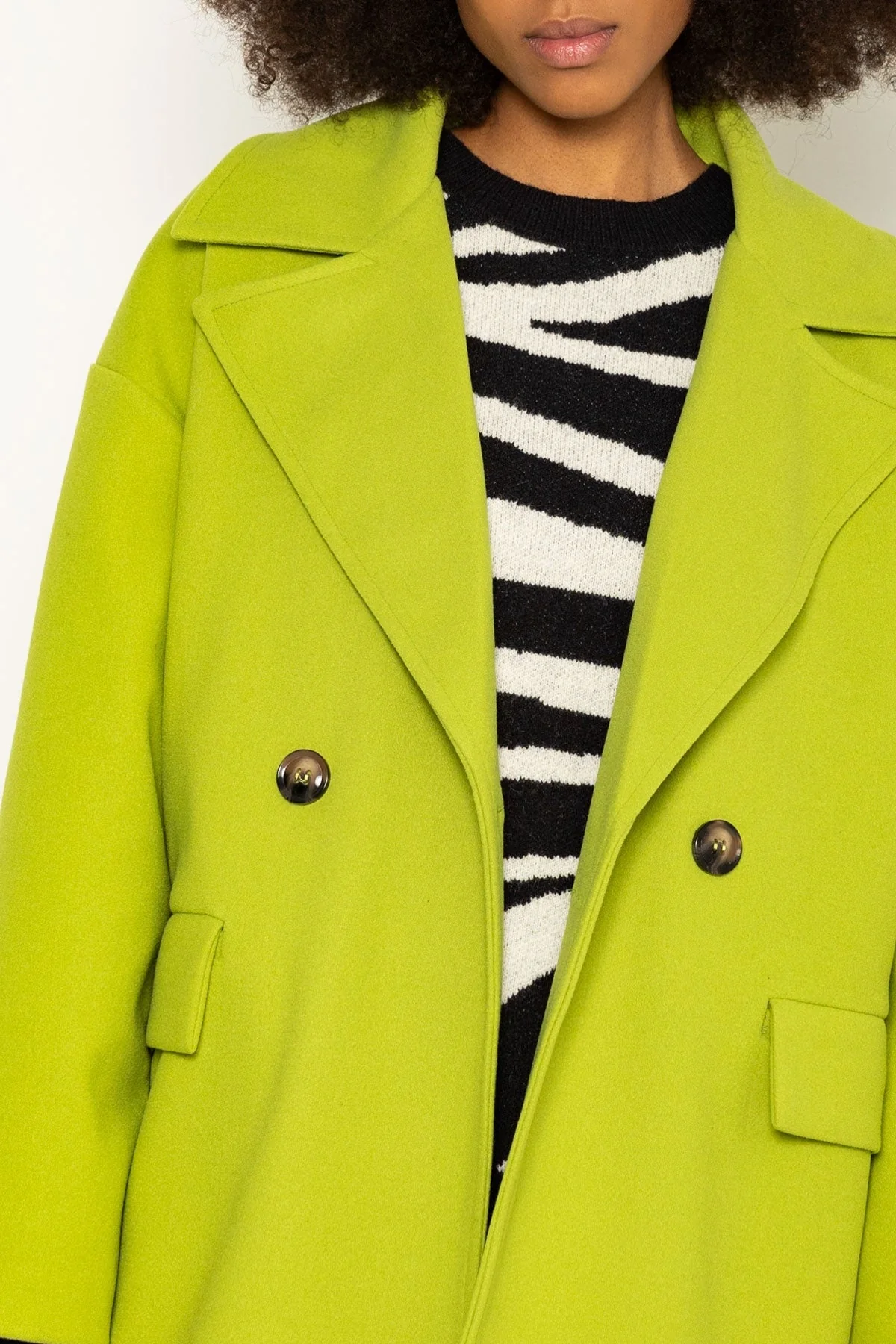 Double Breasted Coat in Lime