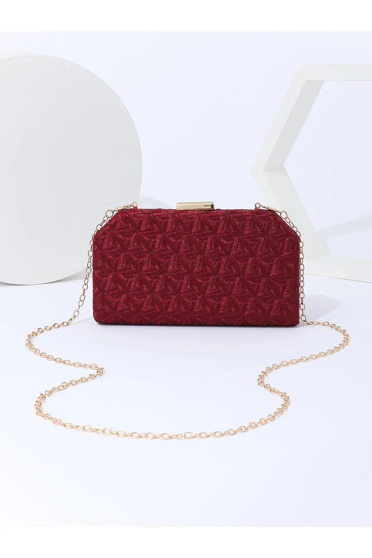 Hardshell Clutch Bag in Burgundy