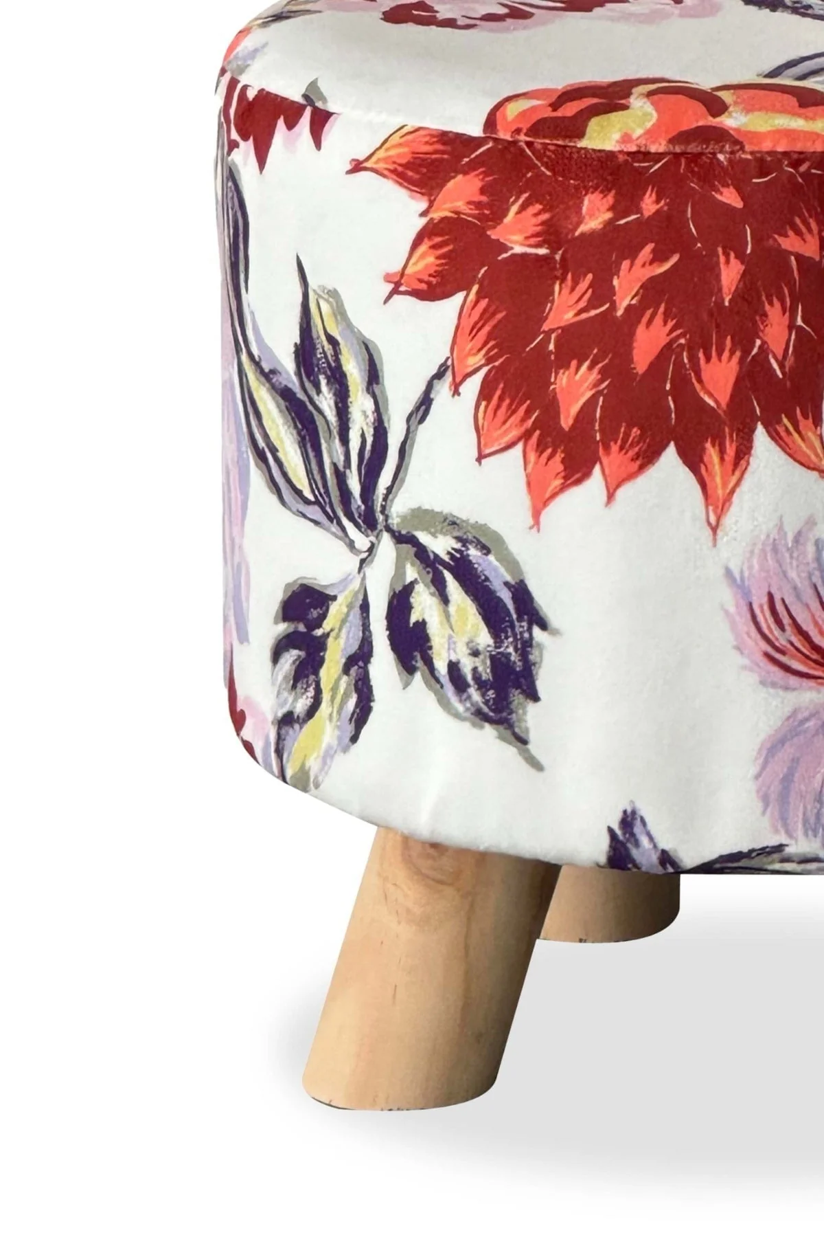 Floral Velour Footstool