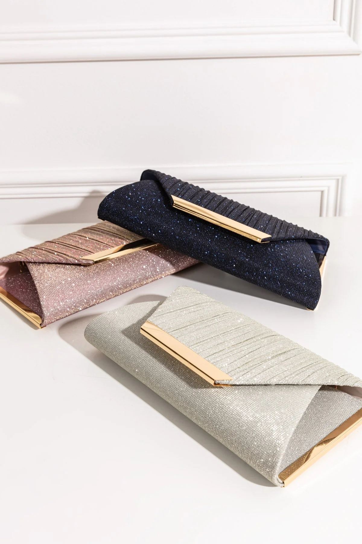 Sparkly Envelope Clutch in Silver