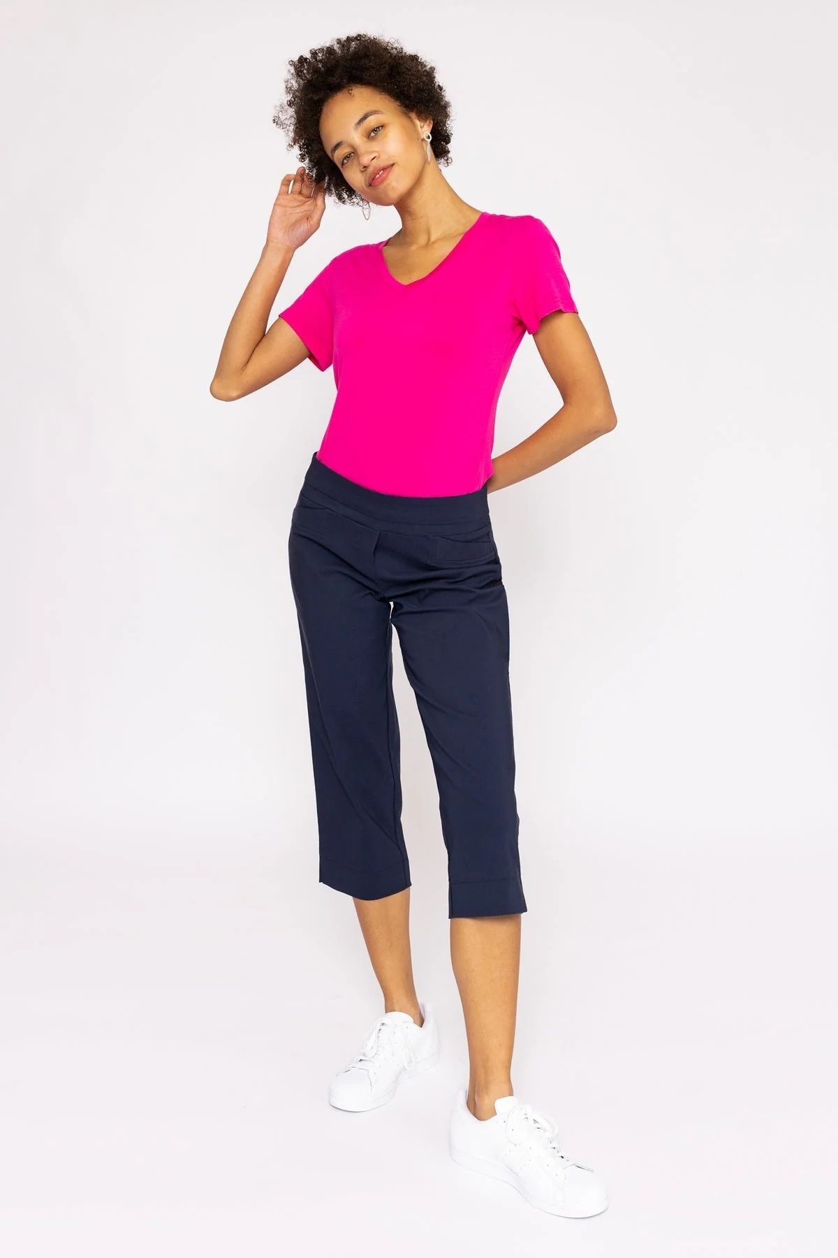 Bengaline Crop Pants in Navy