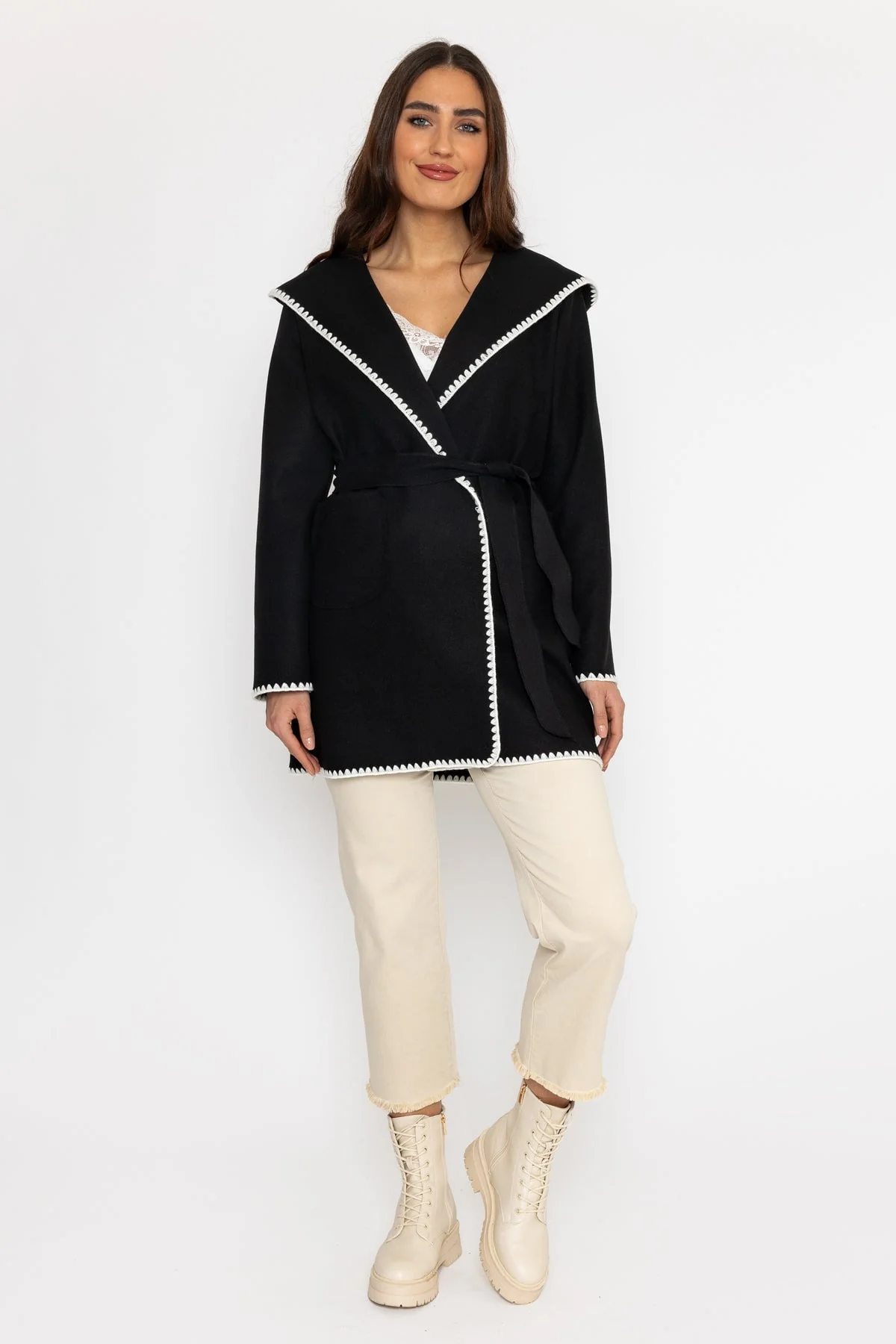 Embroidery Trim Jacket in Black