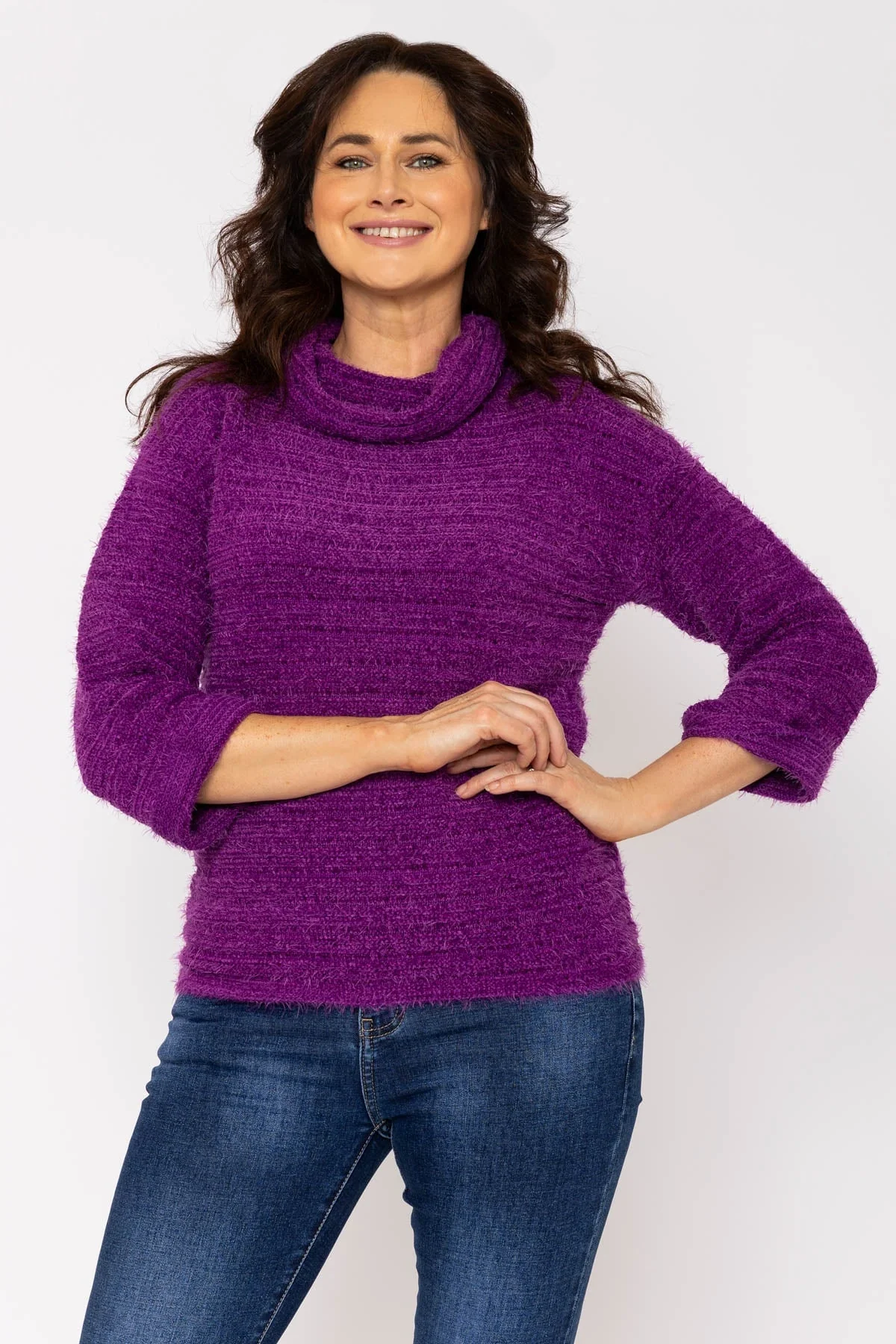 Soft Touch Roll Neck Knit in Purple
