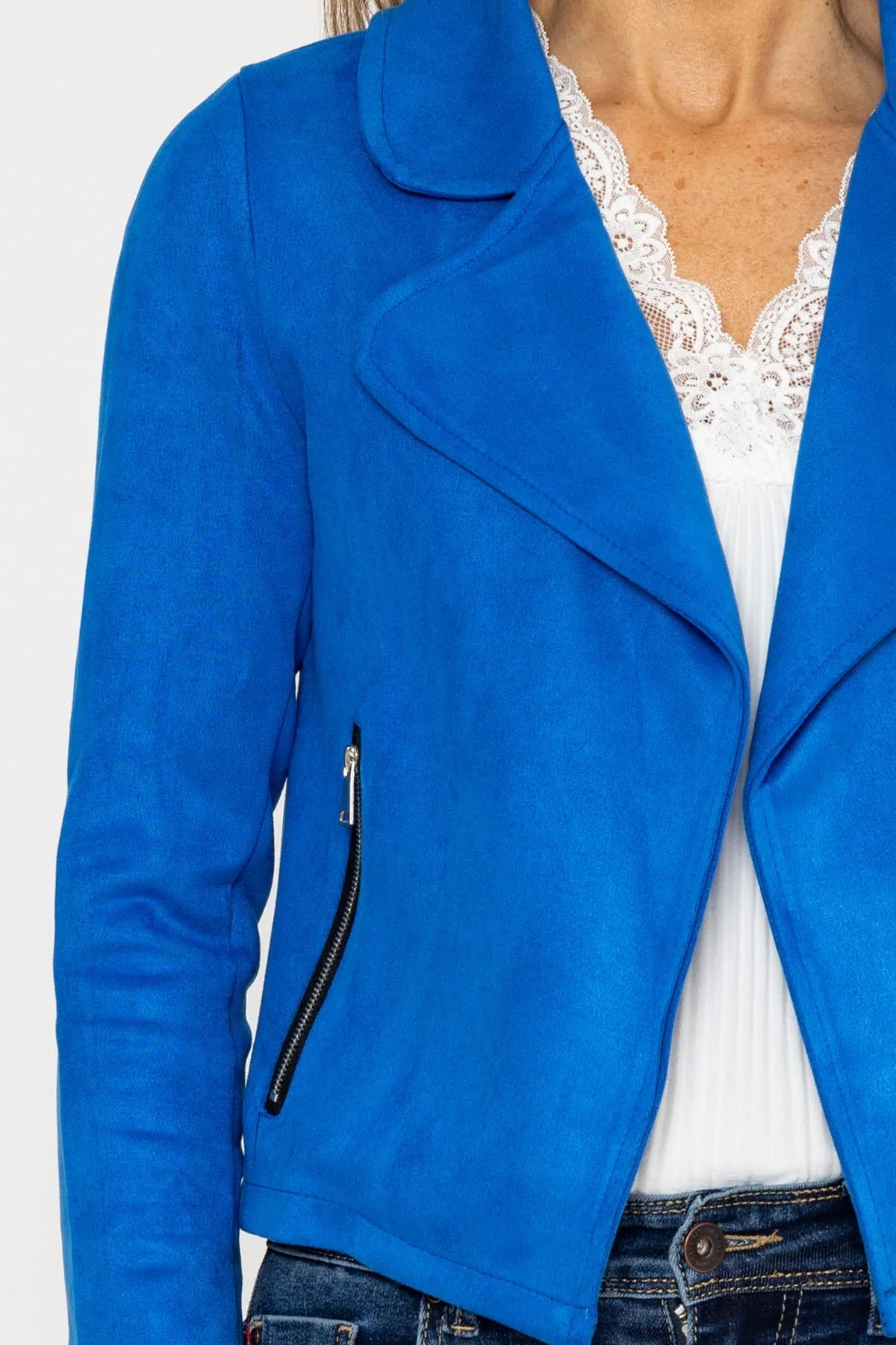 Suede Cover Up Jacket in Blue