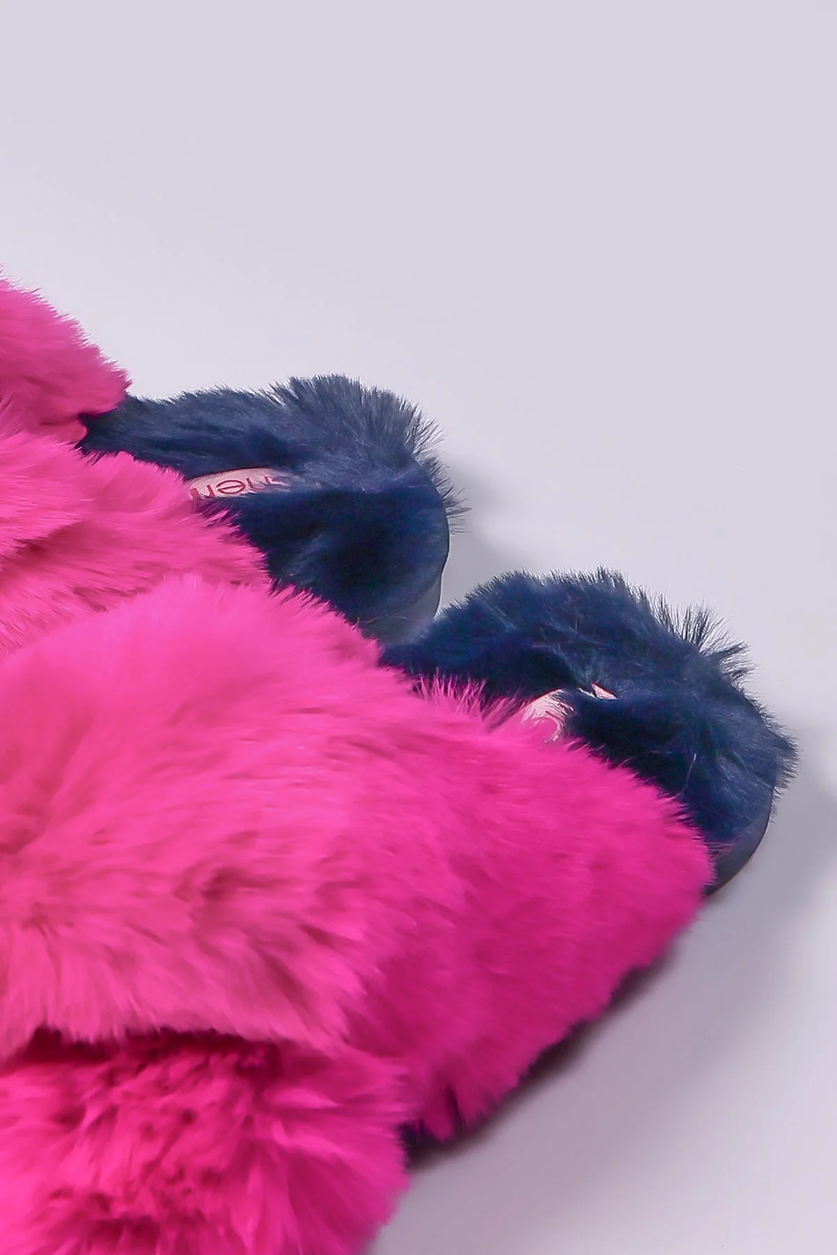 Fuschia Faux Fur Contrast Slippers