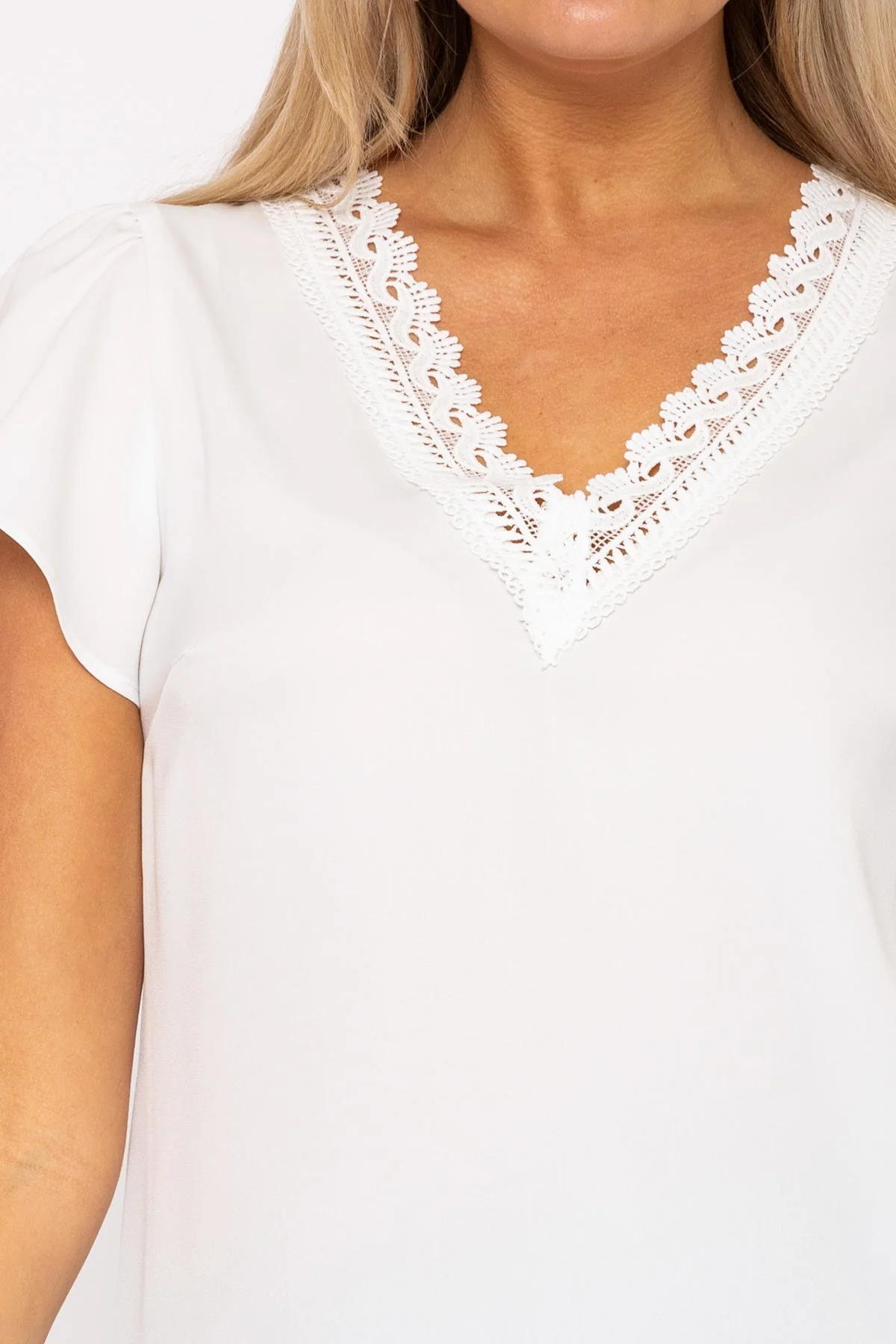 White Lace Trim Top