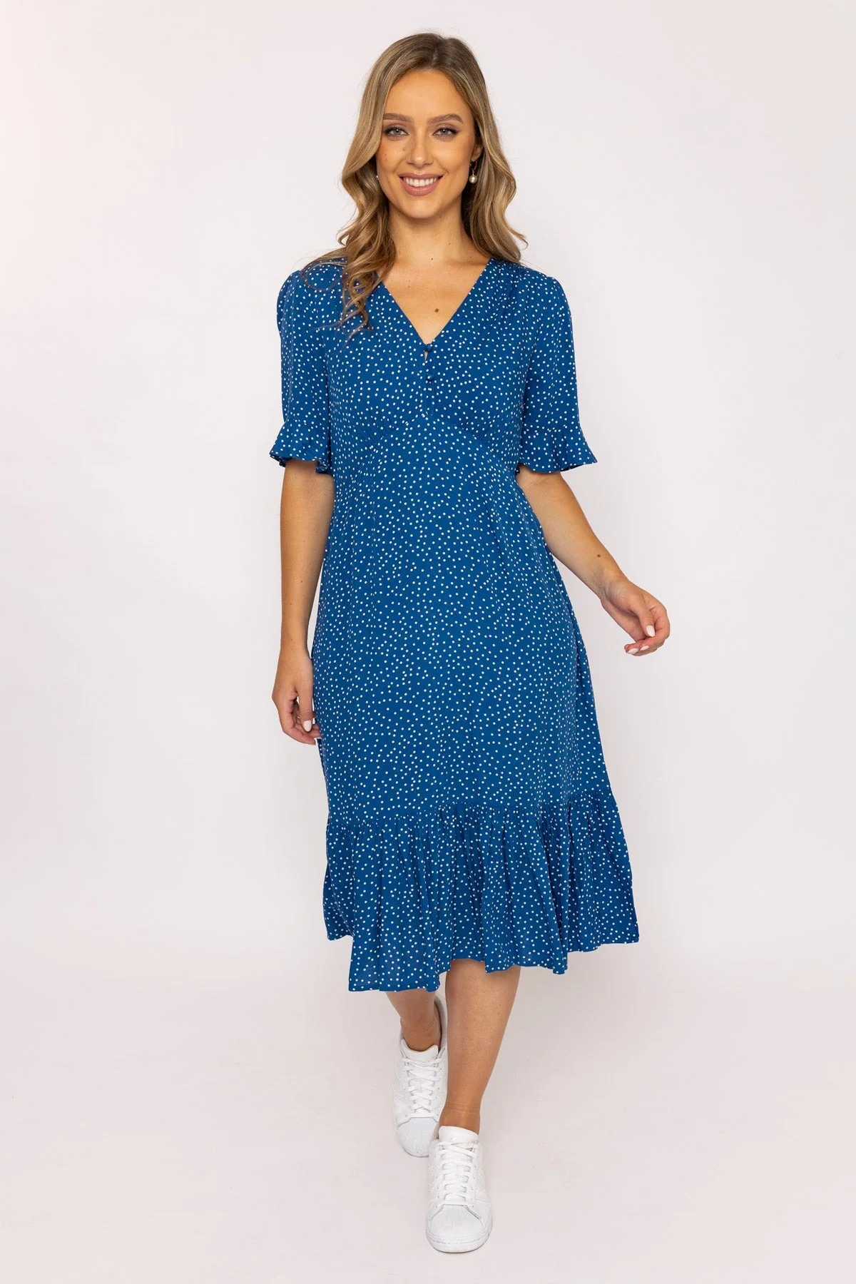 Betty Midi Dress in Blue Print