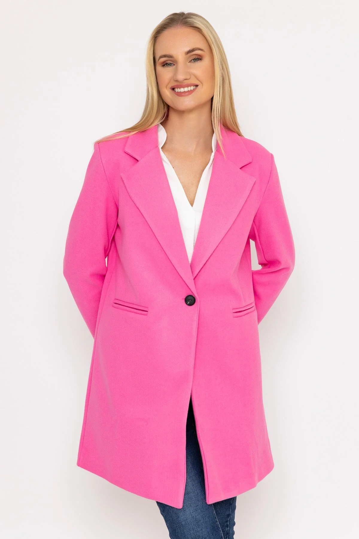 One Button Coat in Pink