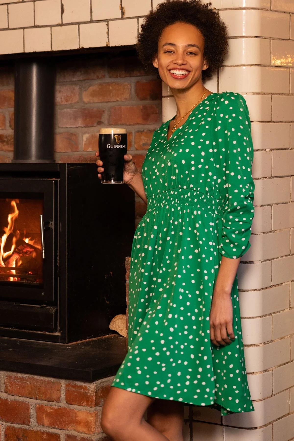 Ali Knee Length Dress in Green