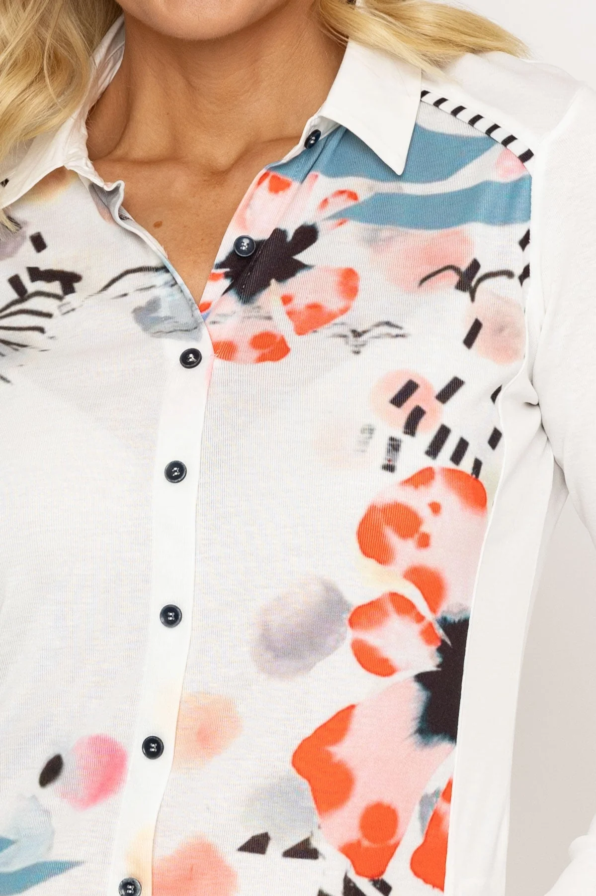 Printed Shirt Blouse in White