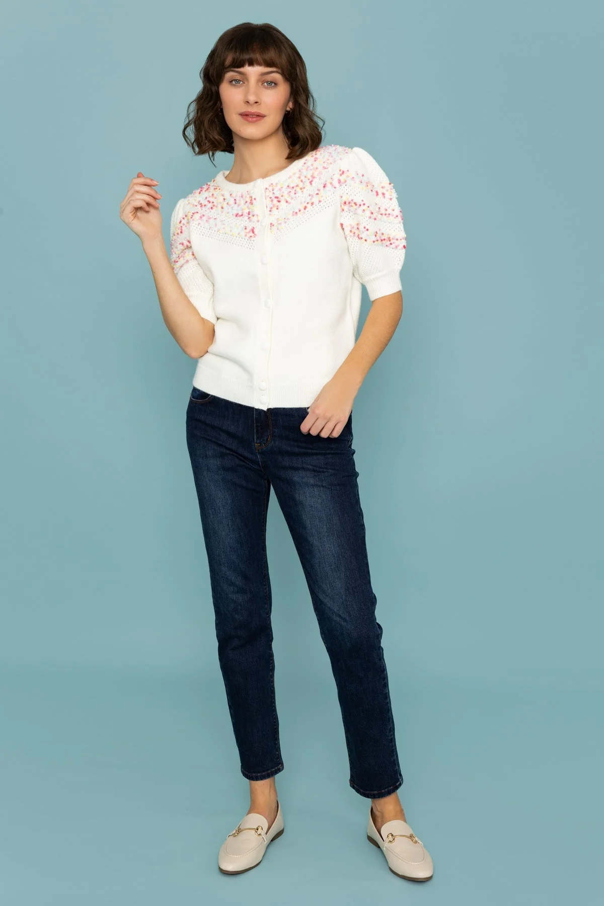 Short Sleeved Confetti Cardigan