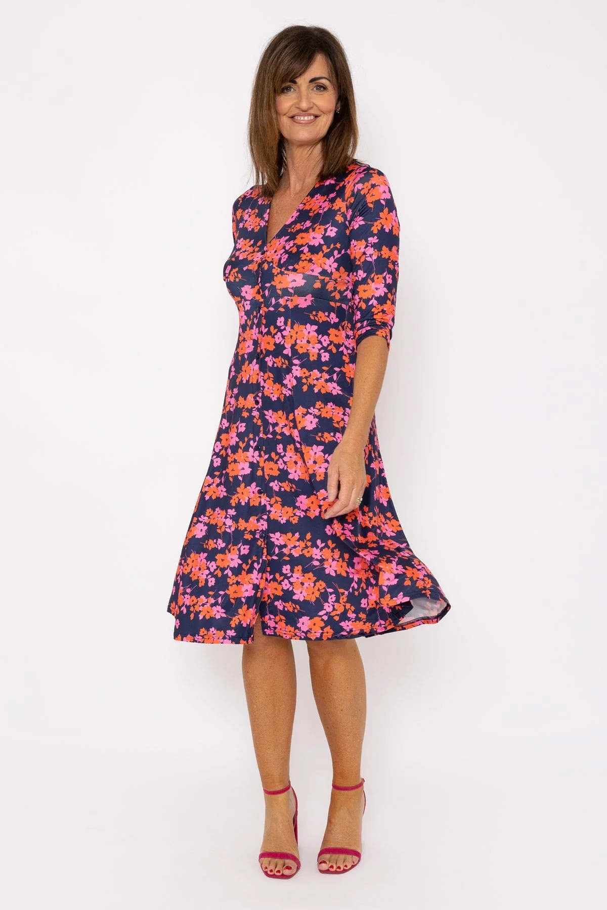 Angelina Navy Print Dress