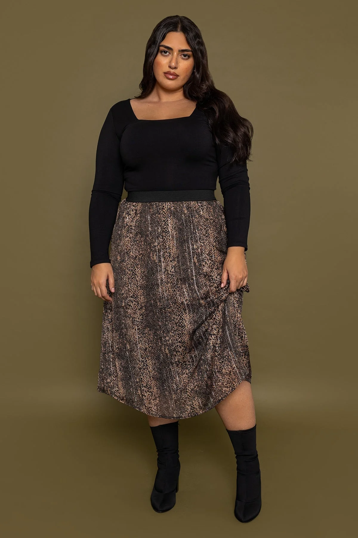 Curve - Nala 7/8 Skirt in Animal Print