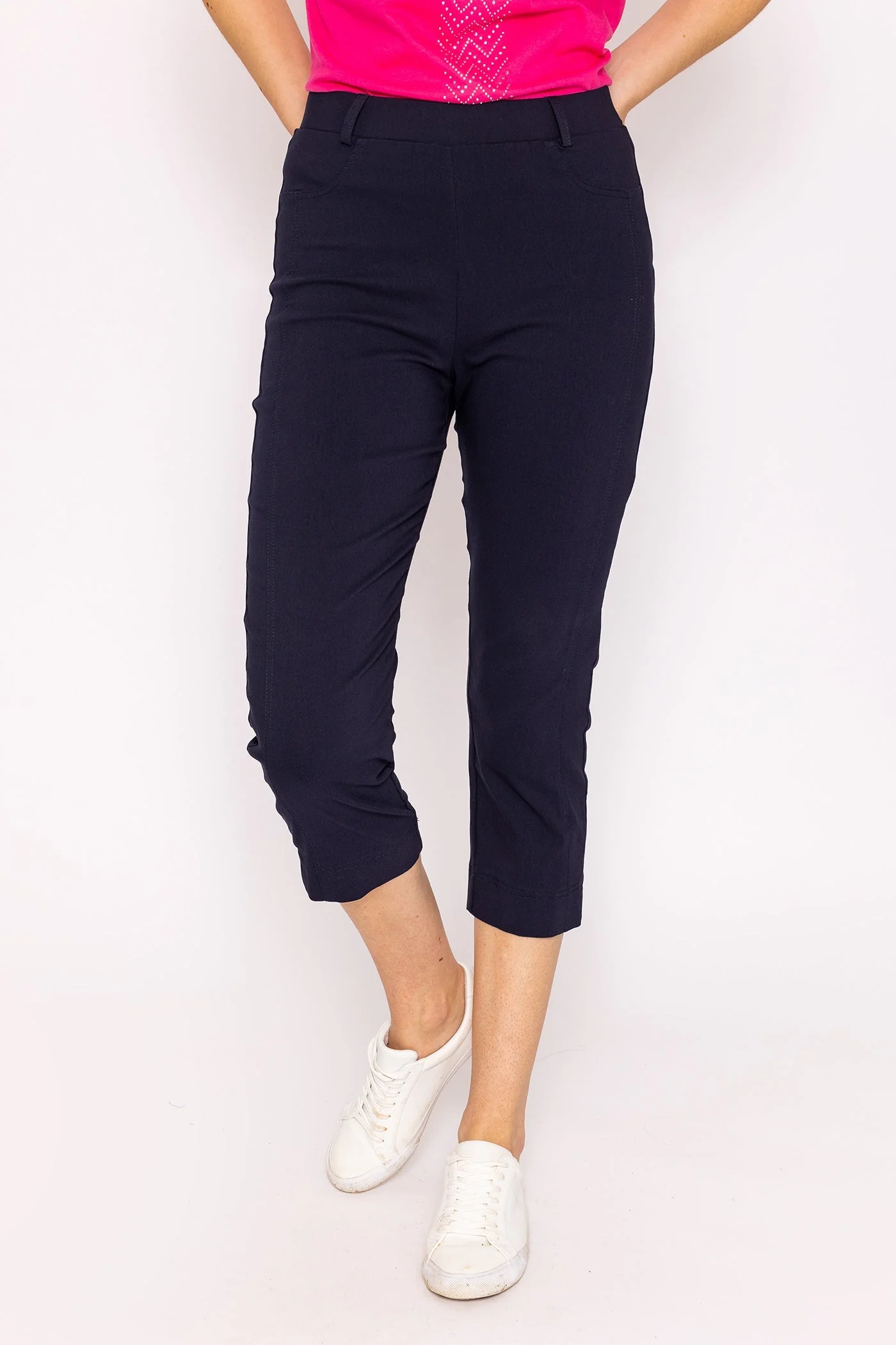Crop Bengaline Pants in Navy