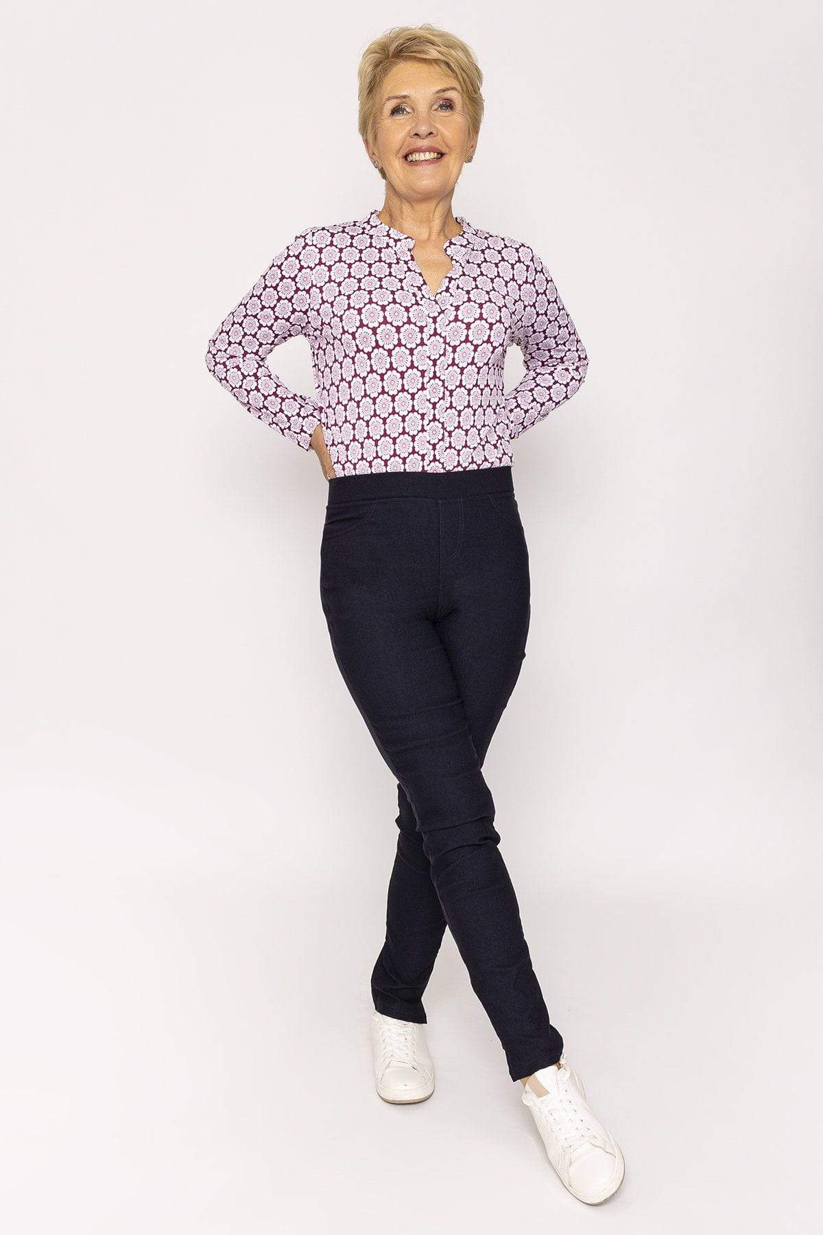 Elasticated Trousers in Navy