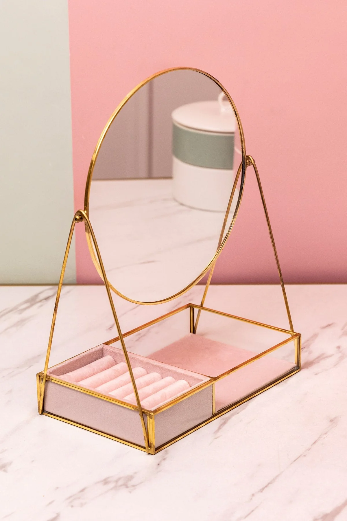Velvet Mirrored Jewellery Holder