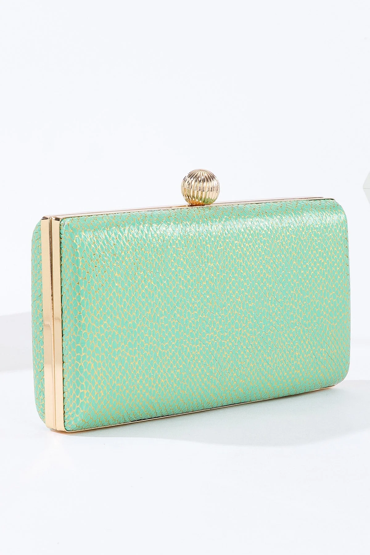 Metal Frame Evening Bag in Mint