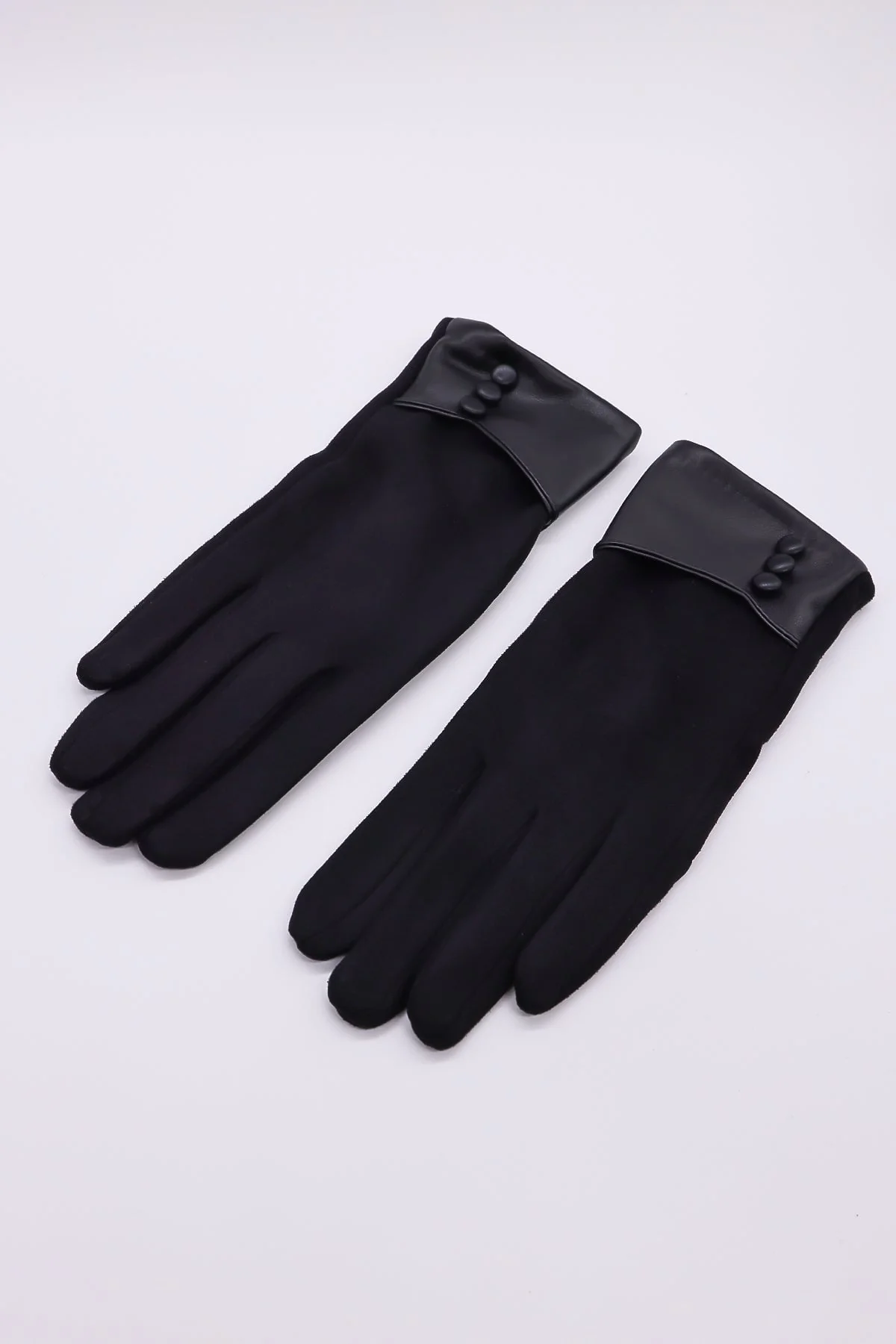 PU Trim Gloves in Black