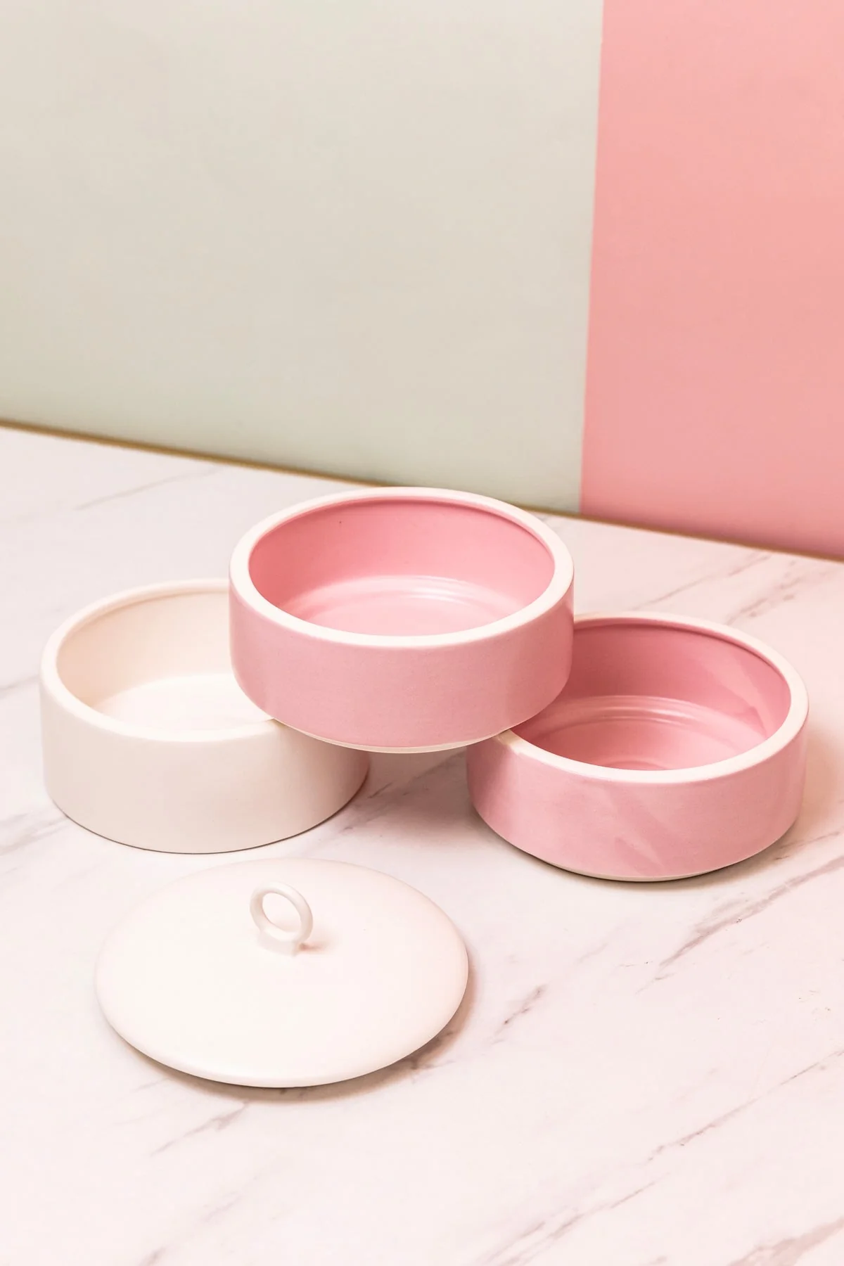 Pink Ceramic Stacked Jewellery Box