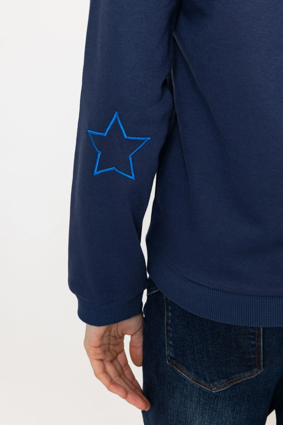 Star Crew Neck Sweatshirt in Navy