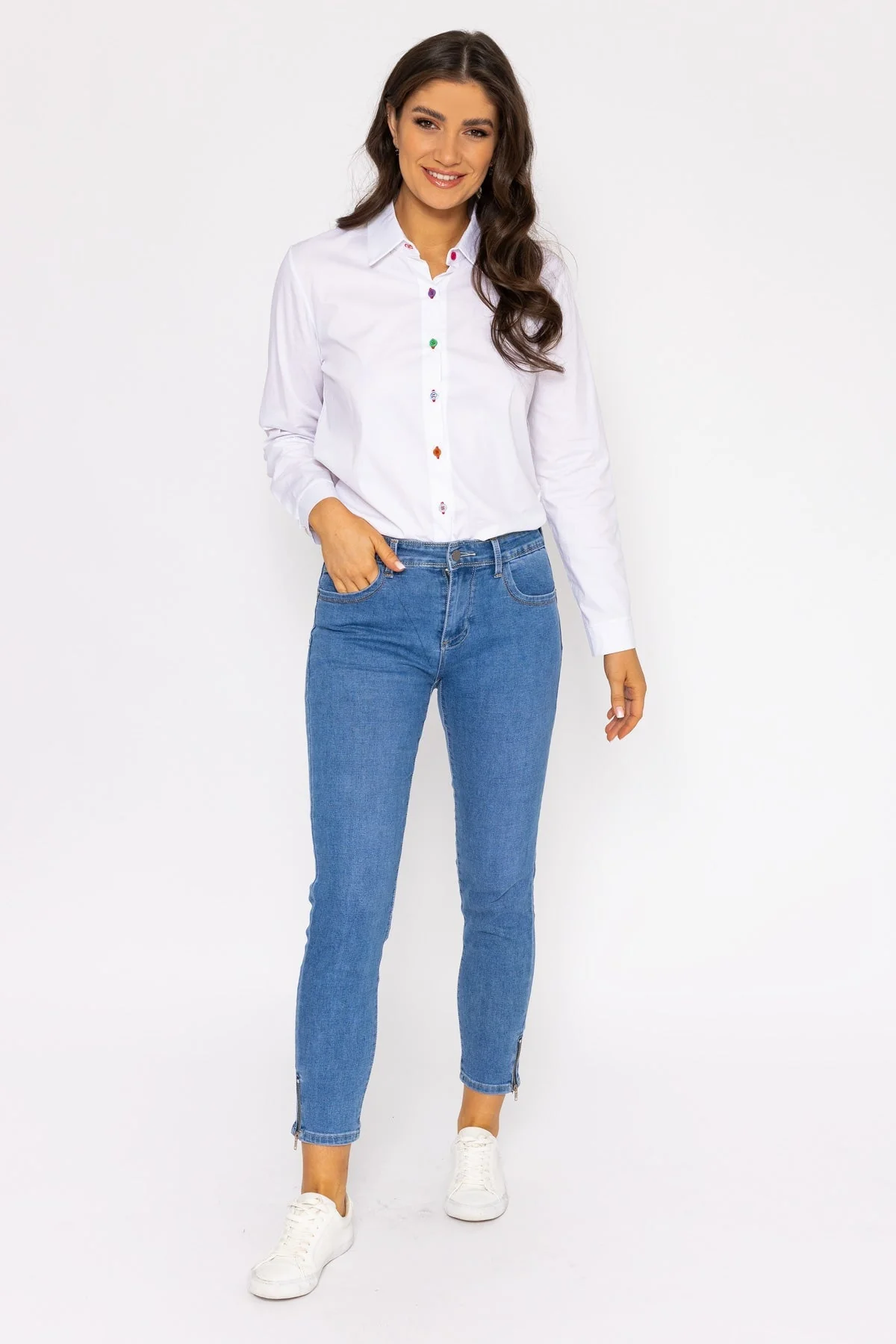 Short Zip Jeans in Denim