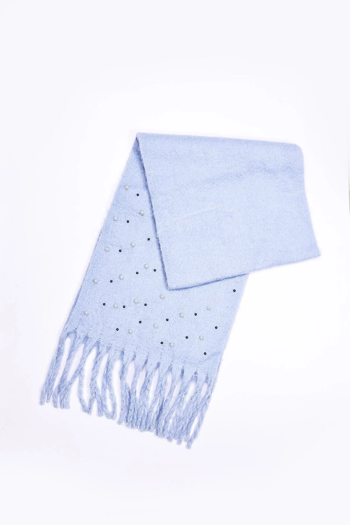 Gift Boxed Pearl Detail Scarf in Blue