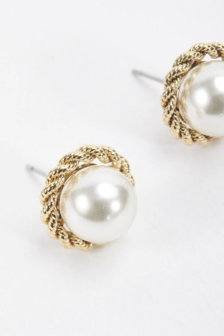 Rope Detail Pearl Earrings